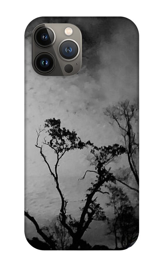 Moonlit Night with Silhouetted Trees - Phone Case