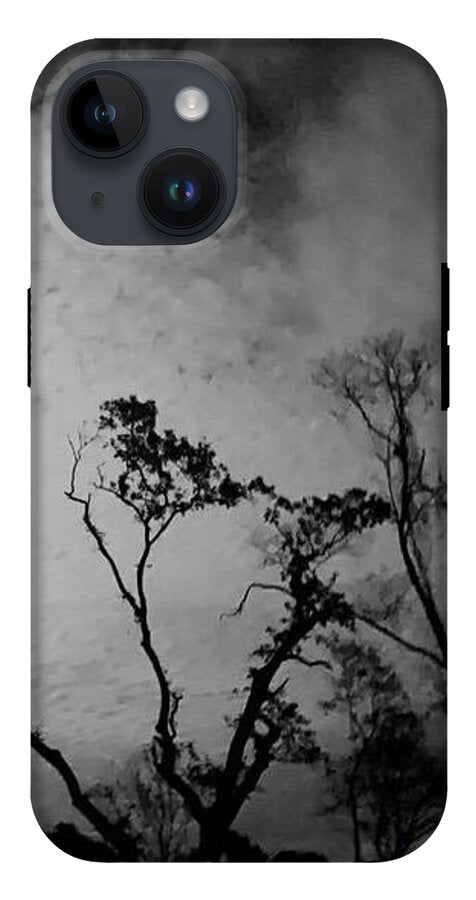 Moonlit Night with Silhouetted Trees - Phone Case
