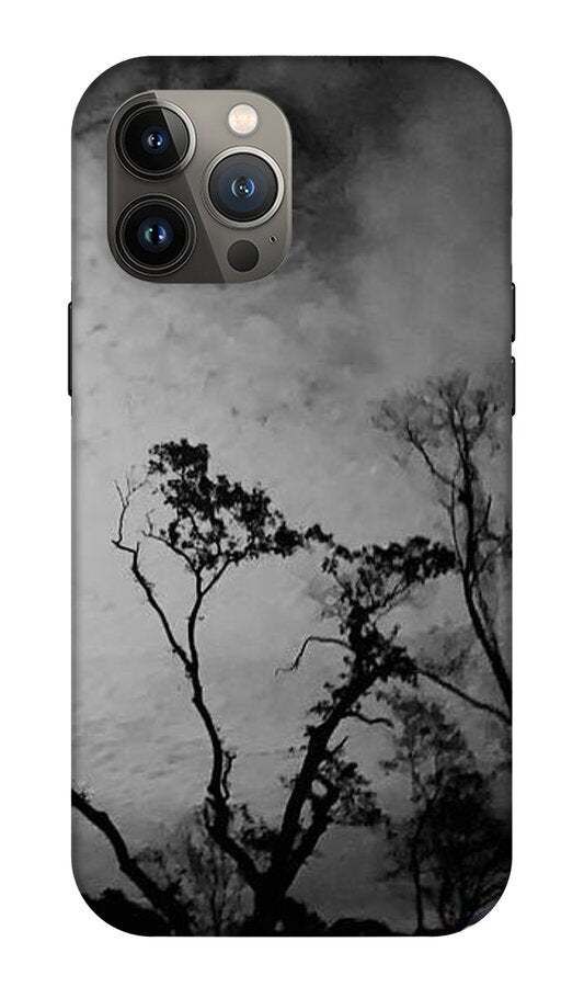 Moonlit Night with Silhouetted Trees - Phone Case