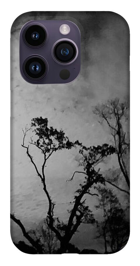 Moonlit Night with Silhouetted Trees - Phone Case