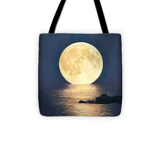 Moonrise Over Tranquil Waters - Tote Bag