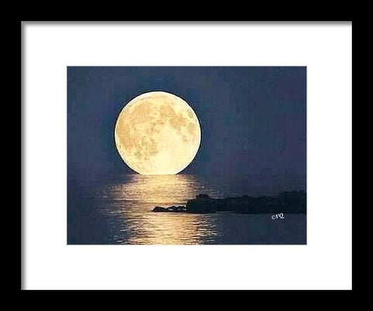 Moonrise Over Tranquil Waters - Framed Print