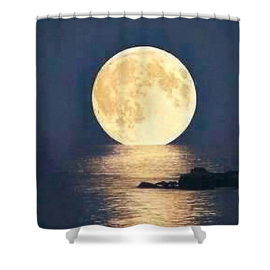 Moonrise Over Tranquil Waters - Shower Curtain