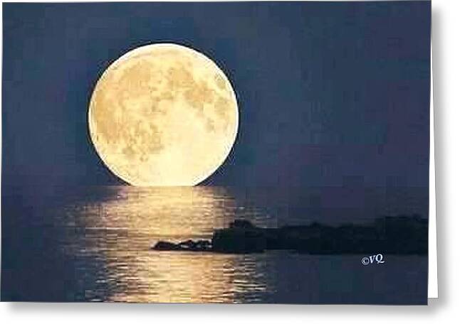 Moonrise Over Tranquil Waters - Greeting Card