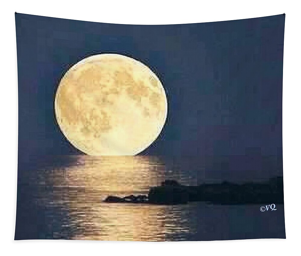 Moonrise Over Tranquil Waters - Tapestry