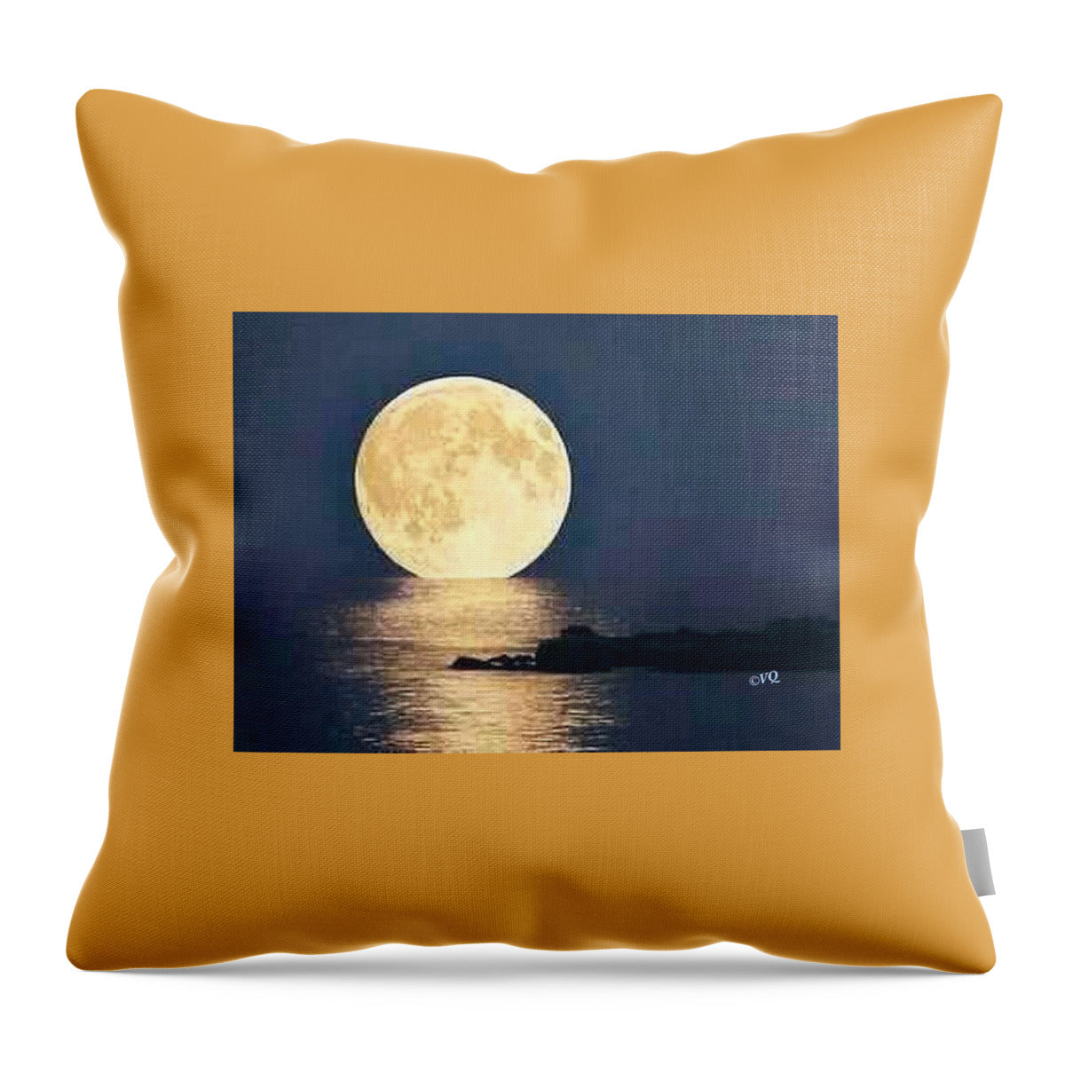 Moonrise Over Tranquil Waters - Throw Pillow