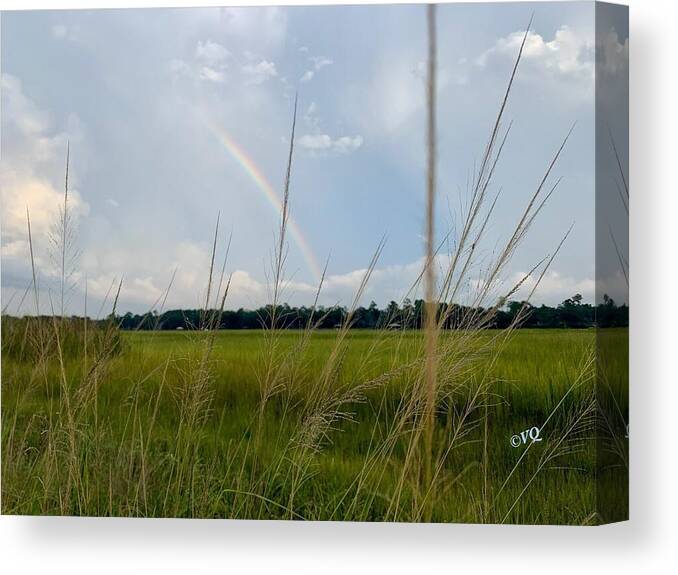 Rainbow Over Peaceful Meadow - Canvas Print
