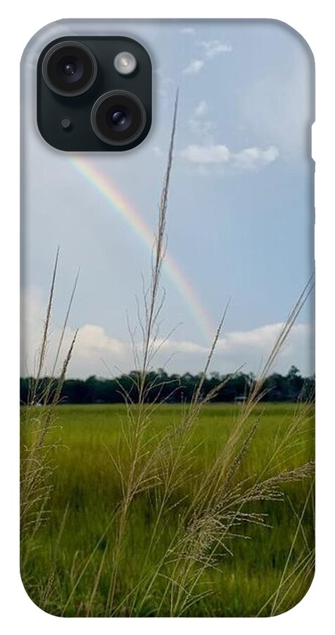 Rainbow Over Peaceful Meadow - Phone Case