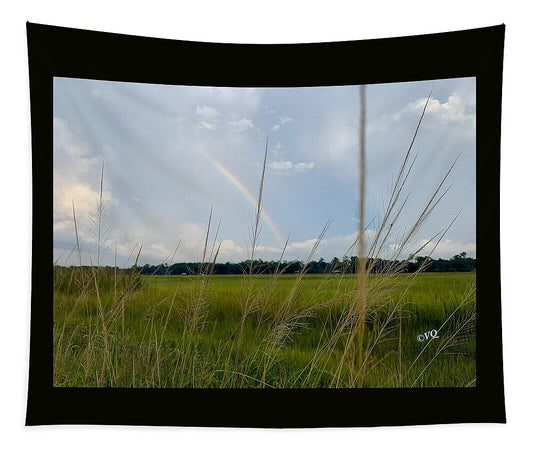 Rainbow Over Peaceful Meadow - Tapestry