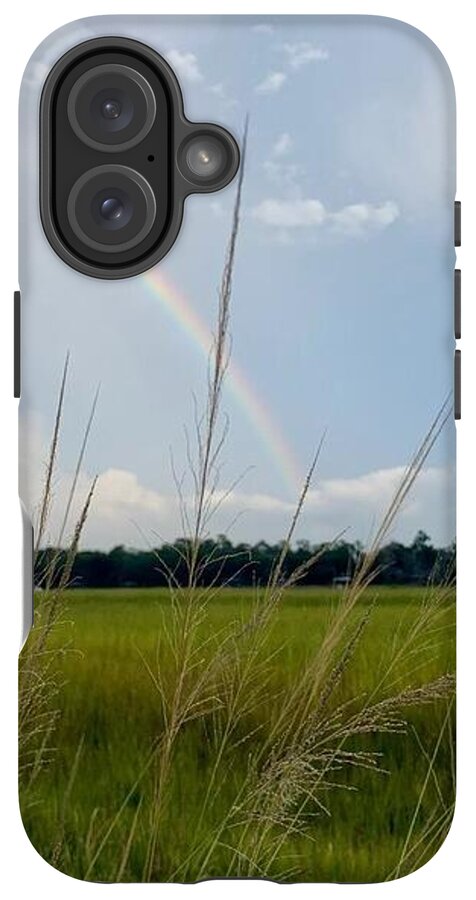 Rainbow Over Peaceful Meadow - Phone Case