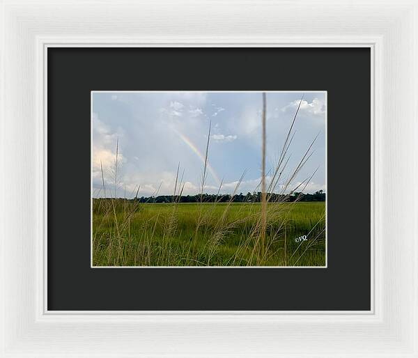 Rainbow Over Peaceful Meadow - Framed Print