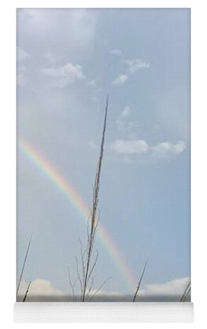 Rainbow Over Peaceful Meadow - Yoga Mat