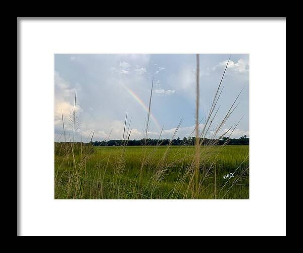 Rainbow Over Peaceful Meadow - Framed Print