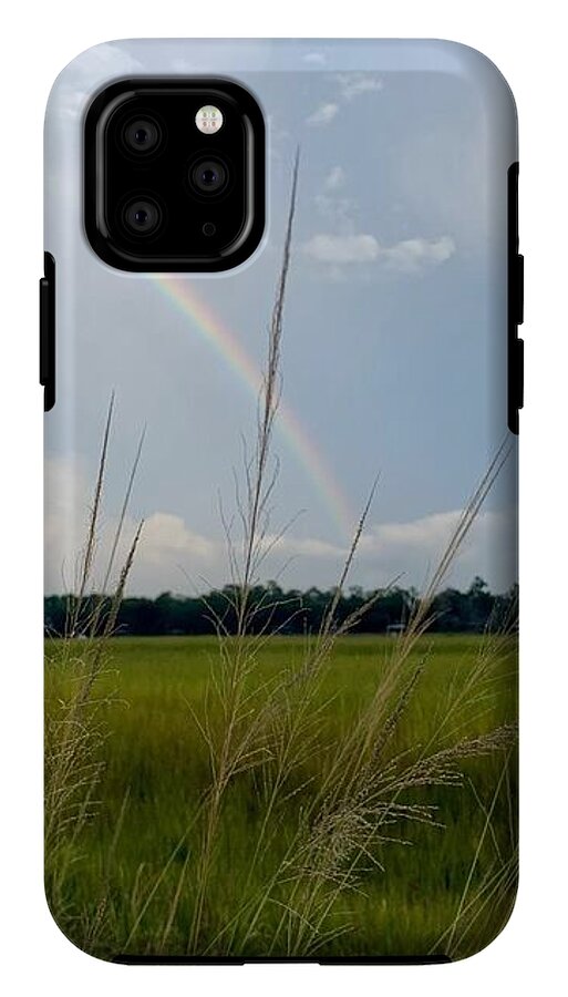 Rainbow Over Peaceful Meadow - Phone Case
