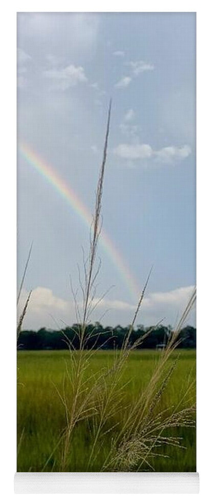 Rainbow Over Peaceful Meadow - Yoga Mat