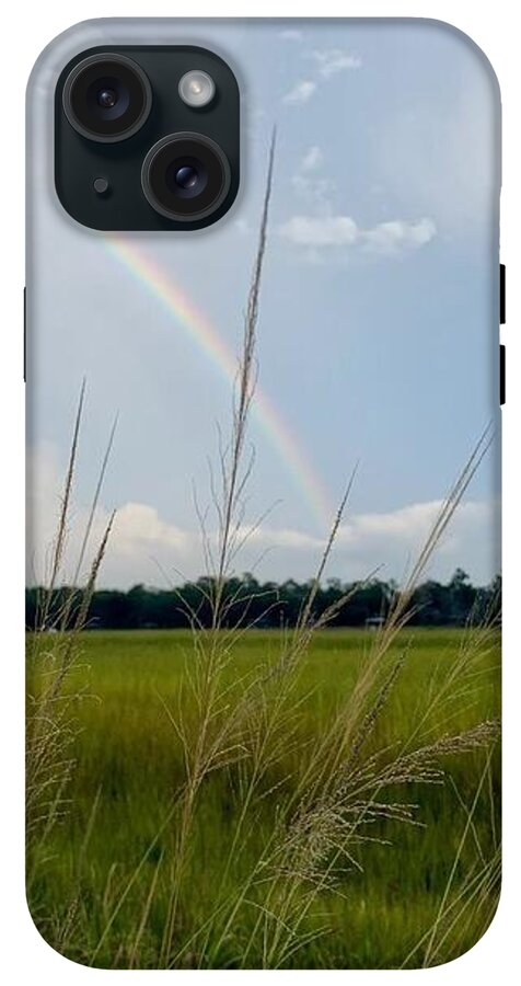 Rainbow Over Peaceful Meadow - Phone Case