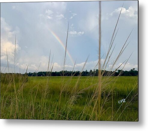 Rainbow Over Peaceful Meadow - Metal Print