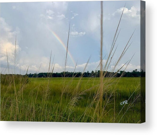 Rainbow Over Peaceful Meadow - Acrylic Print