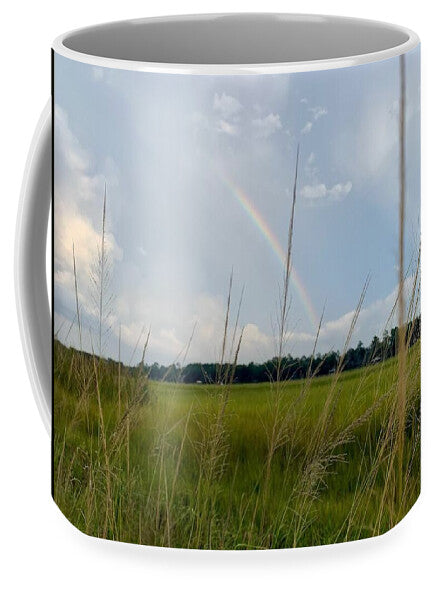 Rainbow Over Peaceful Meadow - Mug