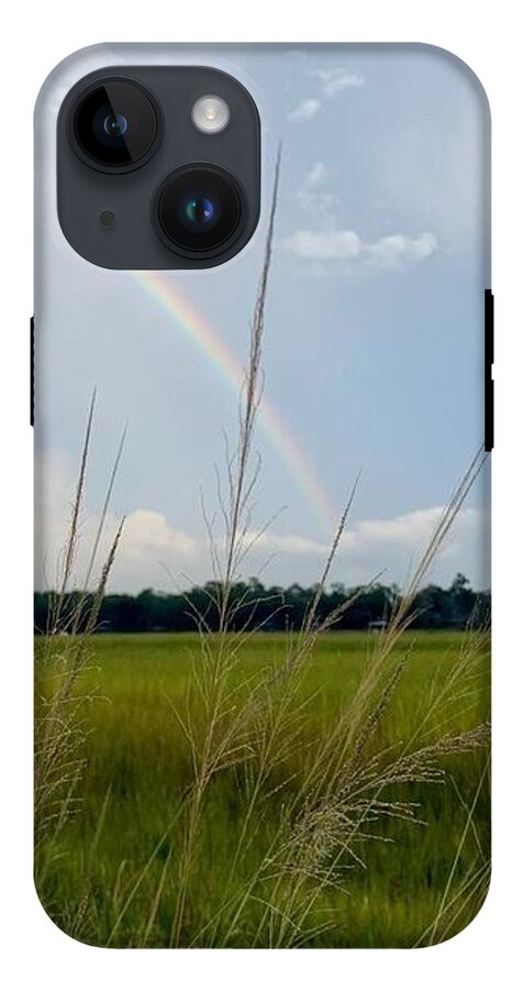 Rainbow Over Peaceful Meadow - Phone Case
