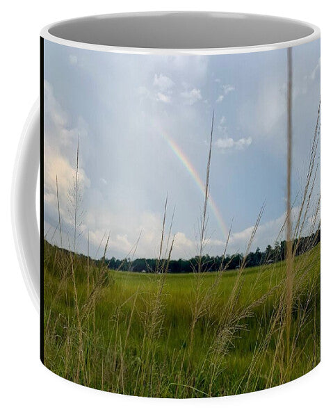 Rainbow Over Peaceful Meadow - Mug