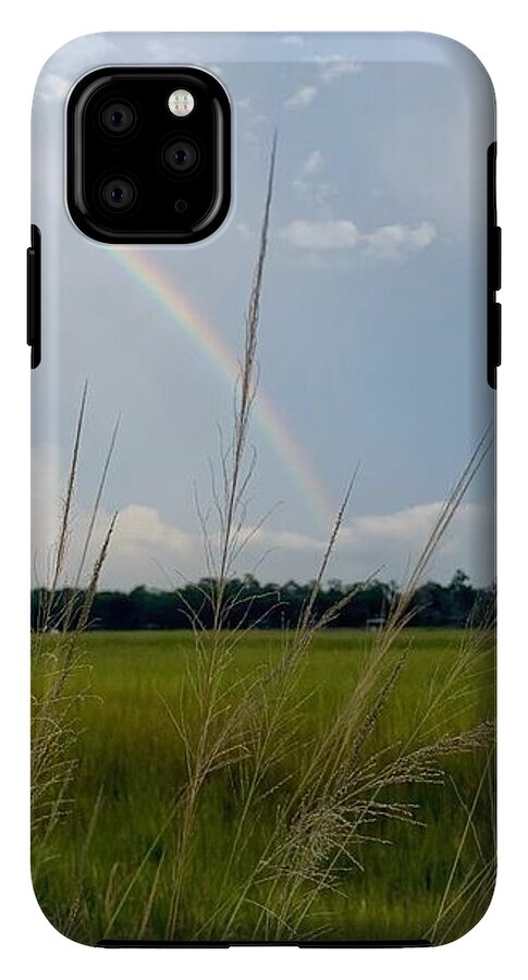 Rainbow Over Peaceful Meadow - Phone Case