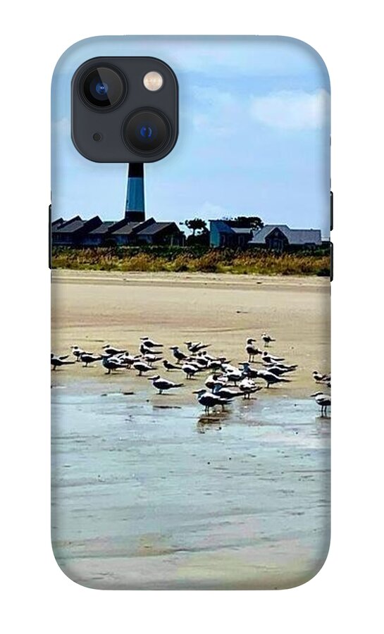 Seagulls on a Sandy Shoreline - Phone Case