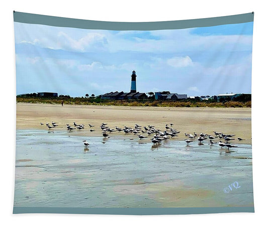 Seagulls on a Sandy Shoreline - Tapestry