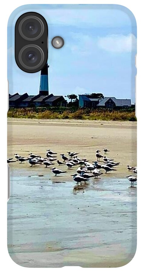 Seagulls on a Sandy Shoreline - Phone Case