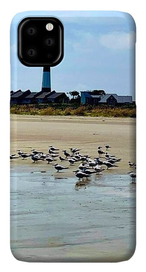 Seagulls on a Sandy Shoreline - Phone Case