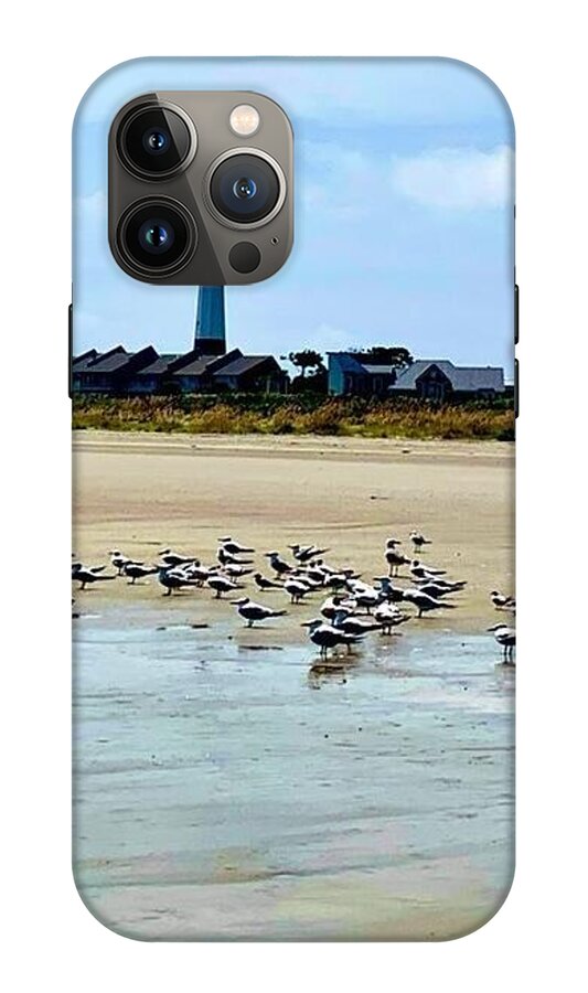 Seagulls on a Sandy Shoreline - Phone Case