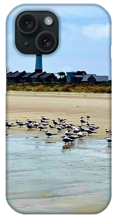 Seagulls on a Sandy Shoreline - Phone Case