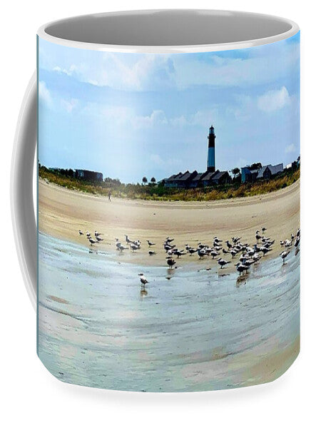 Seagulls on a Sandy Shoreline - Mug