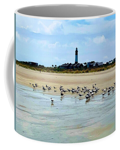 Seagulls on a Sandy Shoreline - Mug