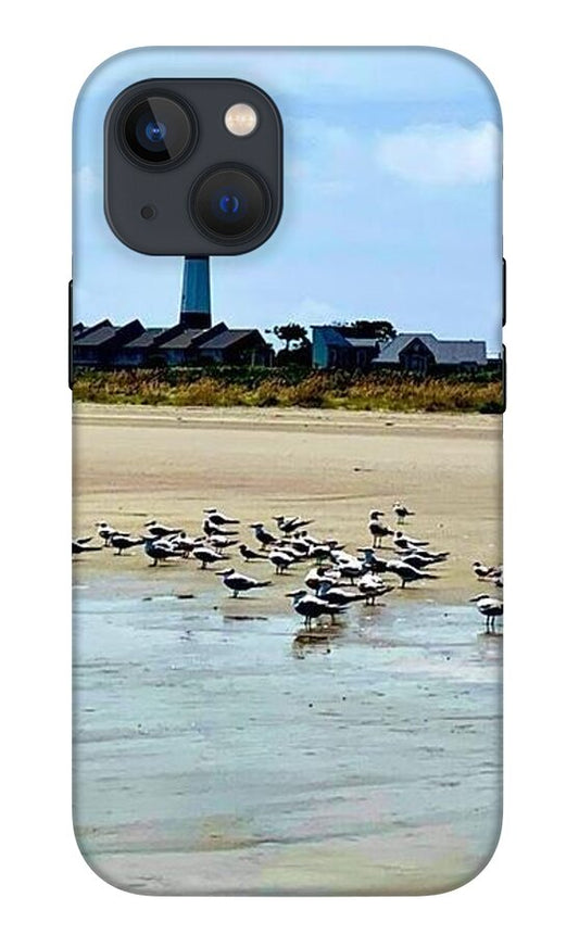 Seagulls on a Sandy Shoreline - Phone Case