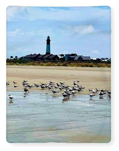 Seagulls on a Sandy Shoreline - Blanket