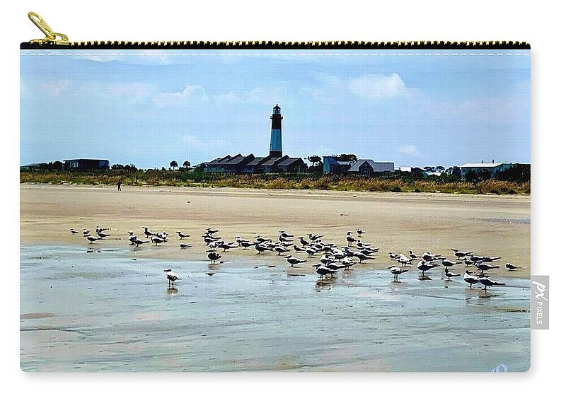 Seagulls on a Sandy Shoreline - Zip Pouch