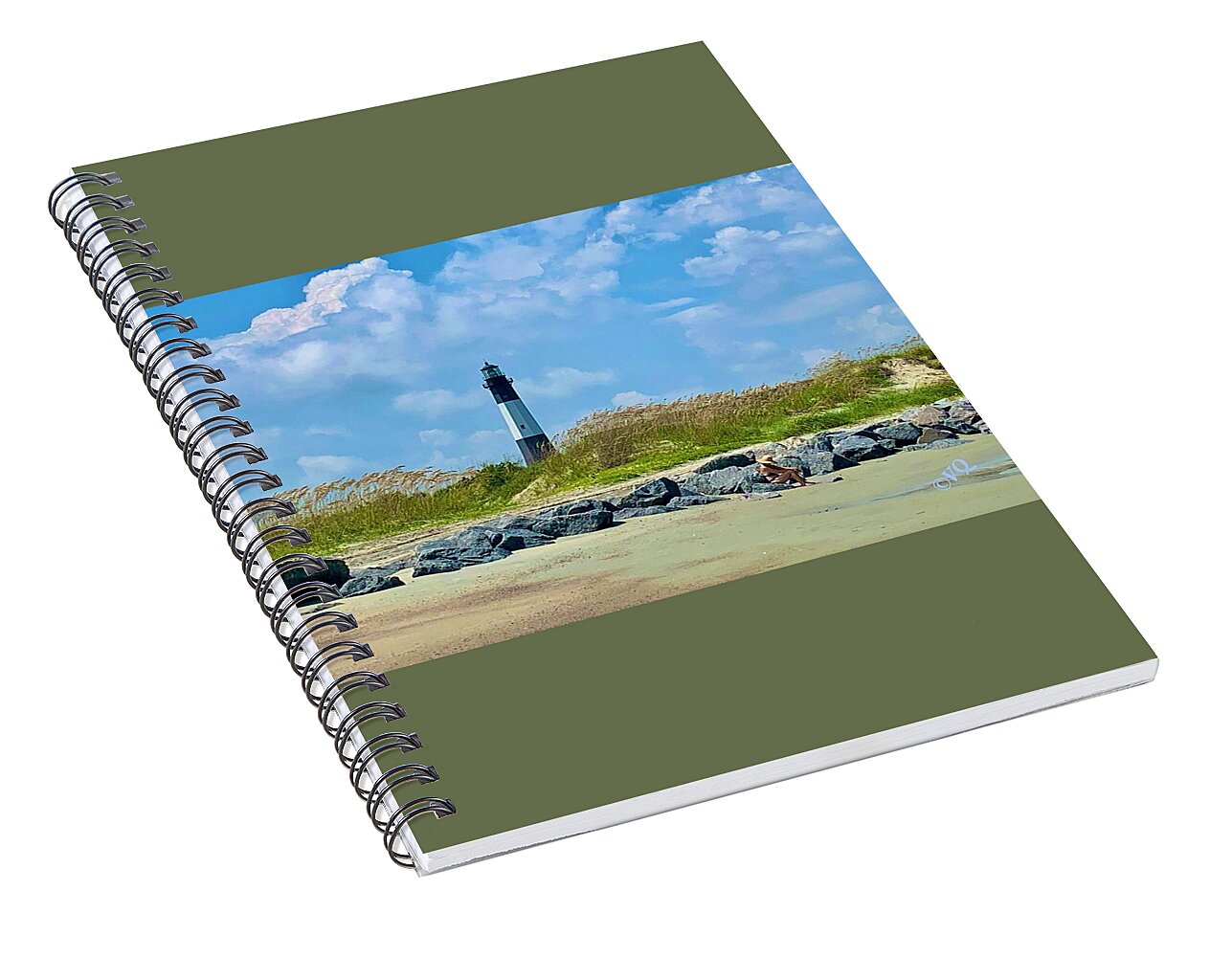 Serene Lighthouse by the Shoreline - Spiral Notebook