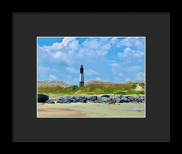 Serene Lighthouse by the Shoreline - Framed Print