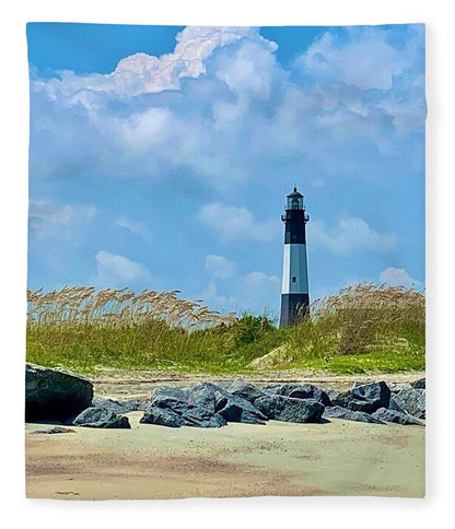 Serene Lighthouse by the Shoreline - Blanket