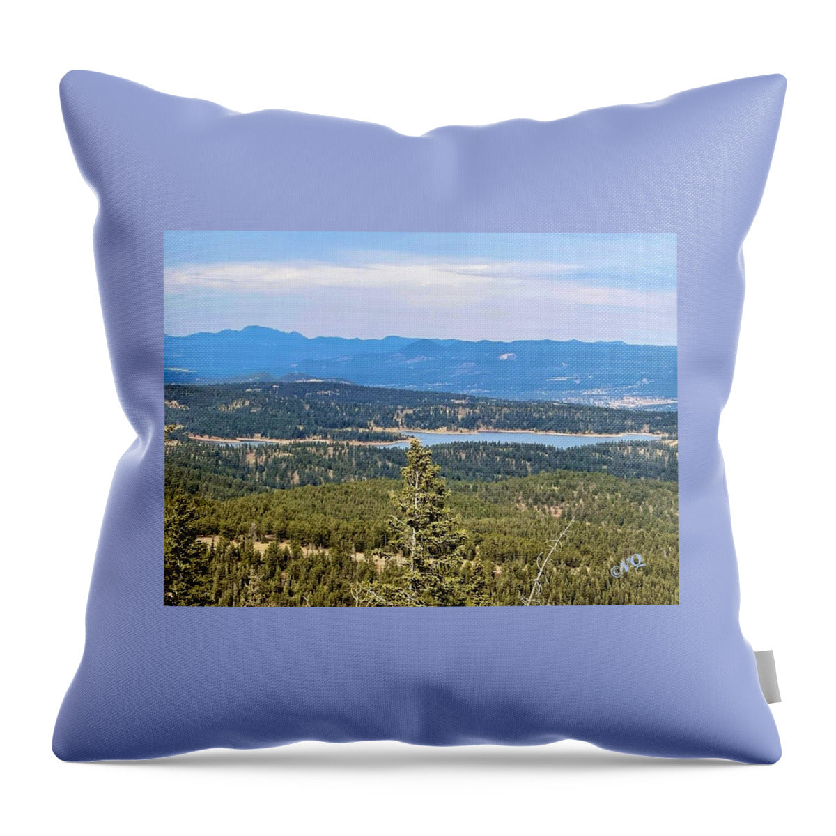 Serene Mountain Lake View - Throw Pillow