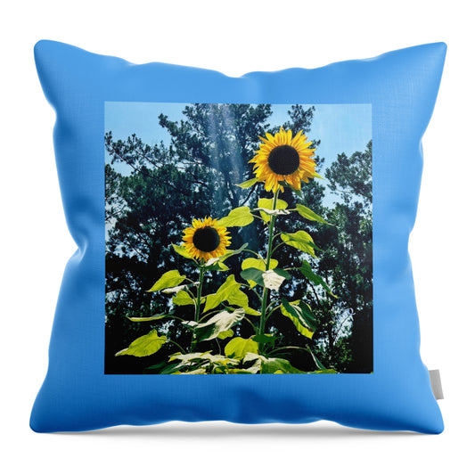 Sunflowers Reaching Towards the Sky - Throw Pillow