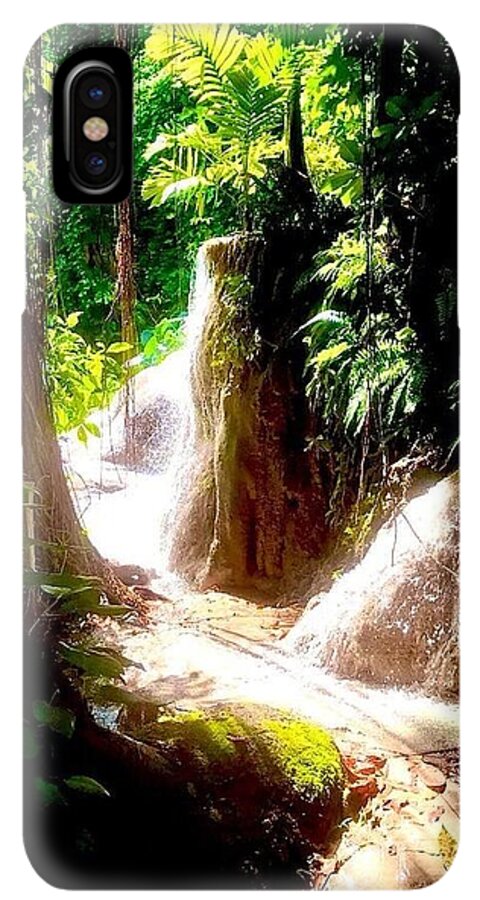 Sunlit Jungle Waterfall - Phone Case