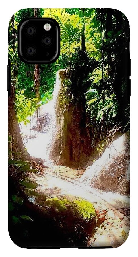Sunlit Jungle Waterfall - Phone Case