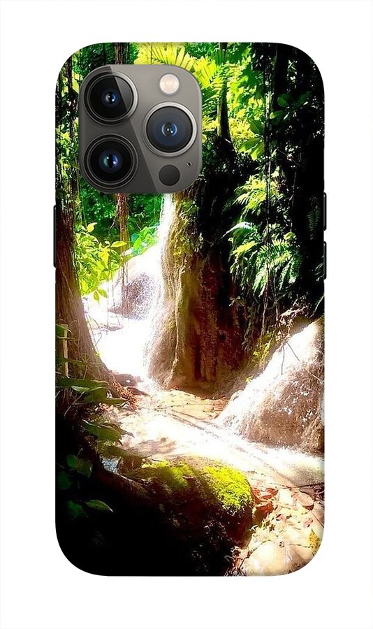 Sunlit Jungle Waterfall - Phone Case