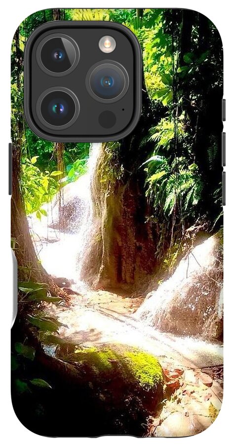 Sunlit Jungle Waterfall - Phone Case