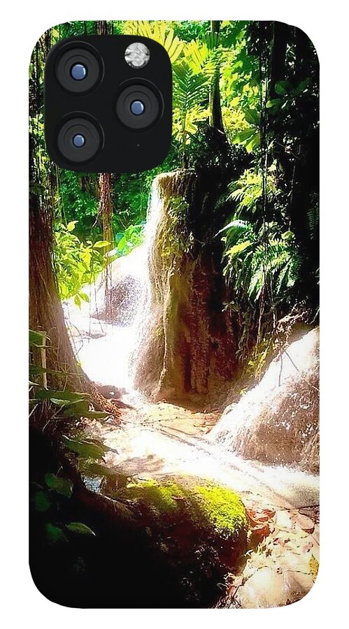 Sunlit Jungle Waterfall - Phone Case