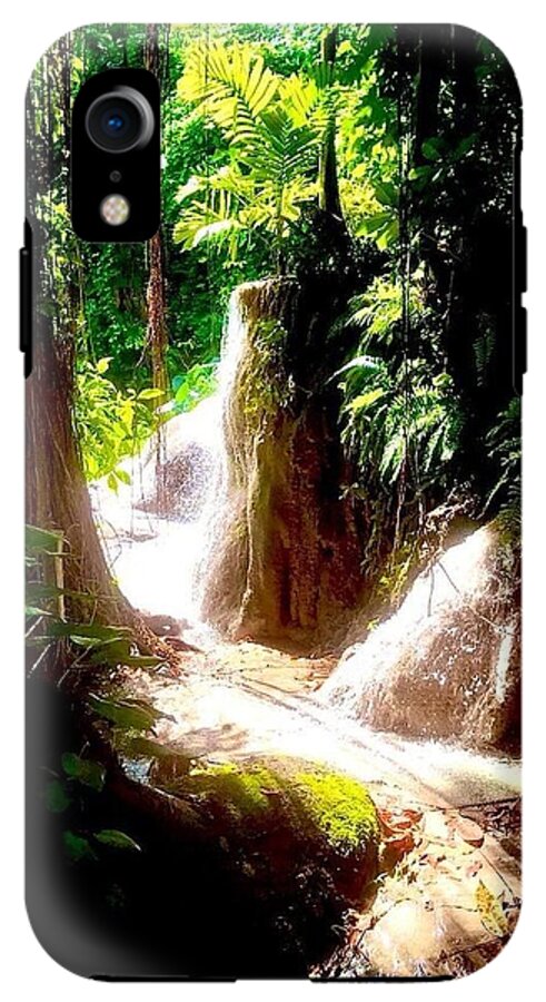 Sunlit Jungle Waterfall - Phone Case