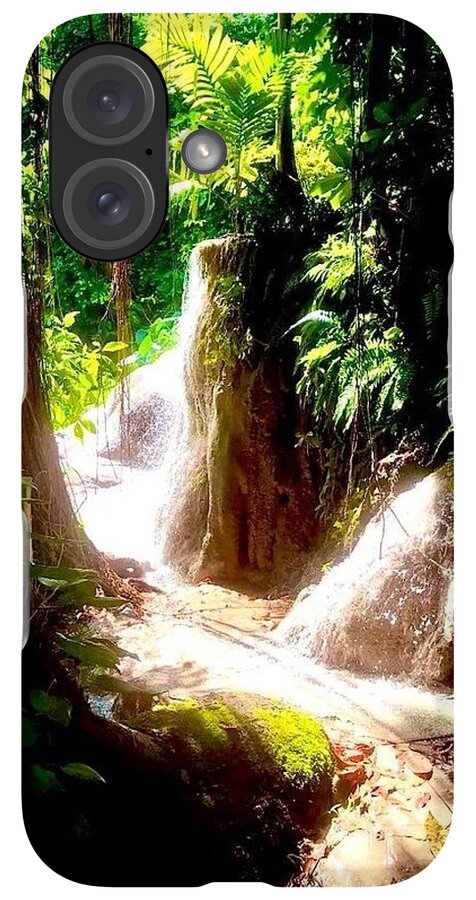 Sunlit Jungle Waterfall - Phone Case