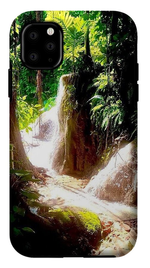 Sunlit Jungle Waterfall - Phone Case